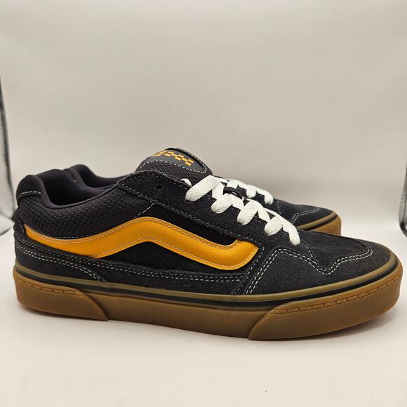 VANS MEN\'S 9 CALDRONE SUEDE MESH BLACK GUM YELLOW LOW TOP SNEAKER VN0A5JM2CHY main image 4